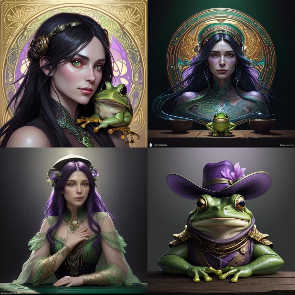 Frog in Witch Hat, Hyperdetailed Concept Art