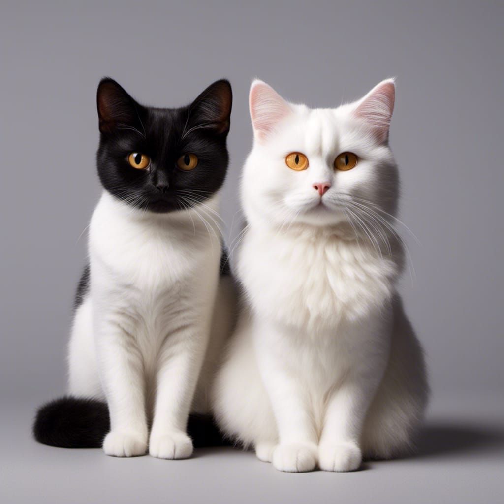 Monochrome Cats on White Background