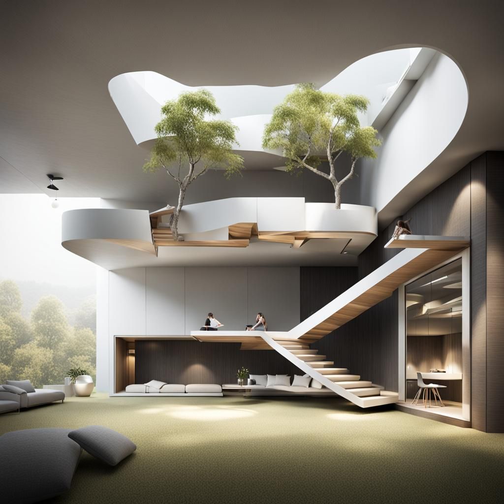 House with Inverted Gravity Rooms: Surreal Architecture