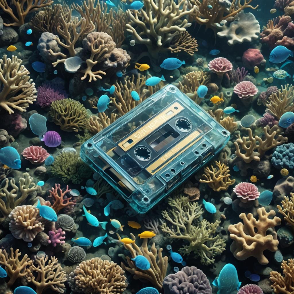 Surreal Cassette Tape in Underwater Paradise