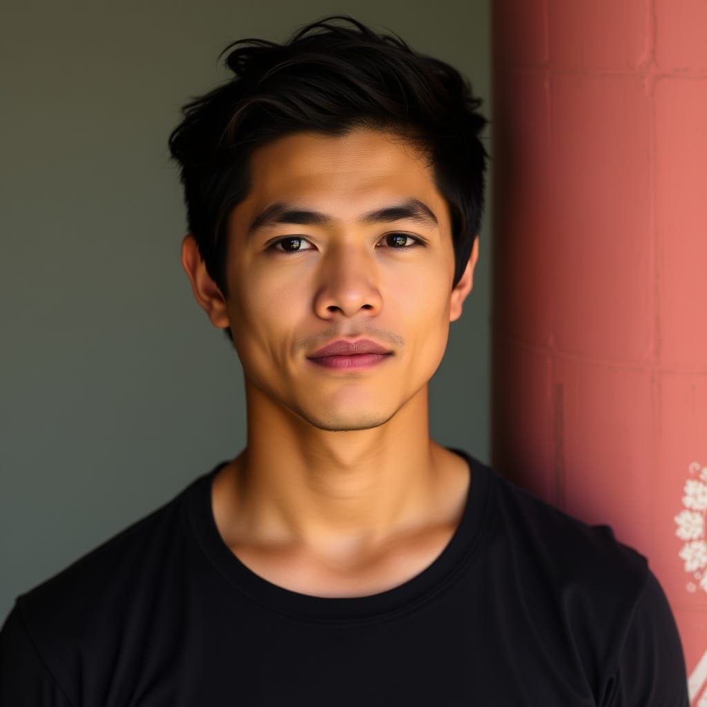 Tall, Dark-Haired Actor with Chiseled Jaw and Captivating Ey...