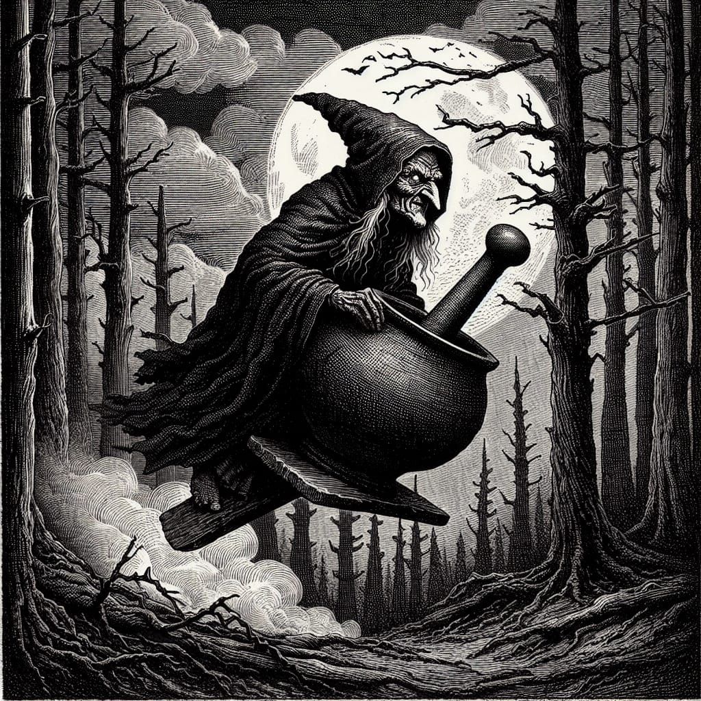 Baba Yaga's Flight: A Slavic Folklore Witch