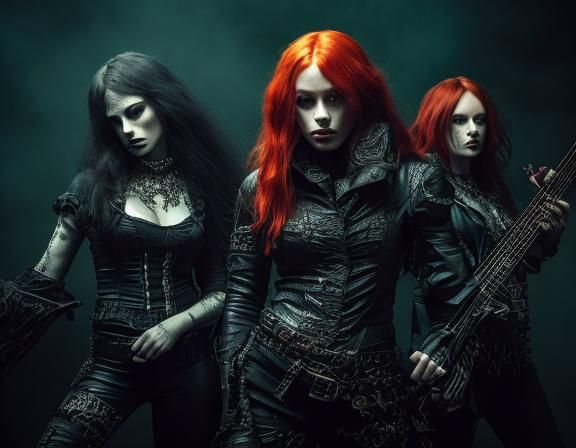 Heavy Metal Band of Women in Dark Fantasy Style