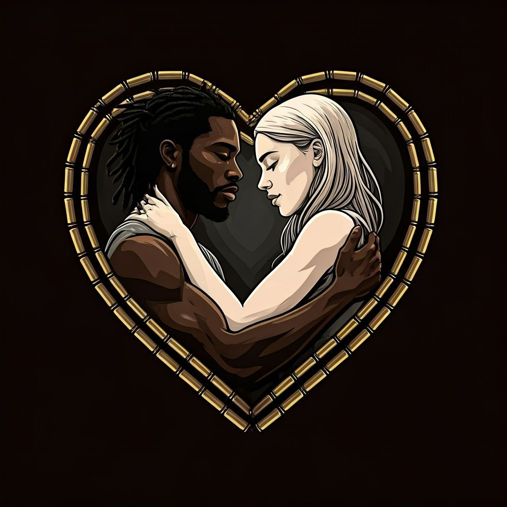 Couple Embracing Inside Bullet Heart: Until Death