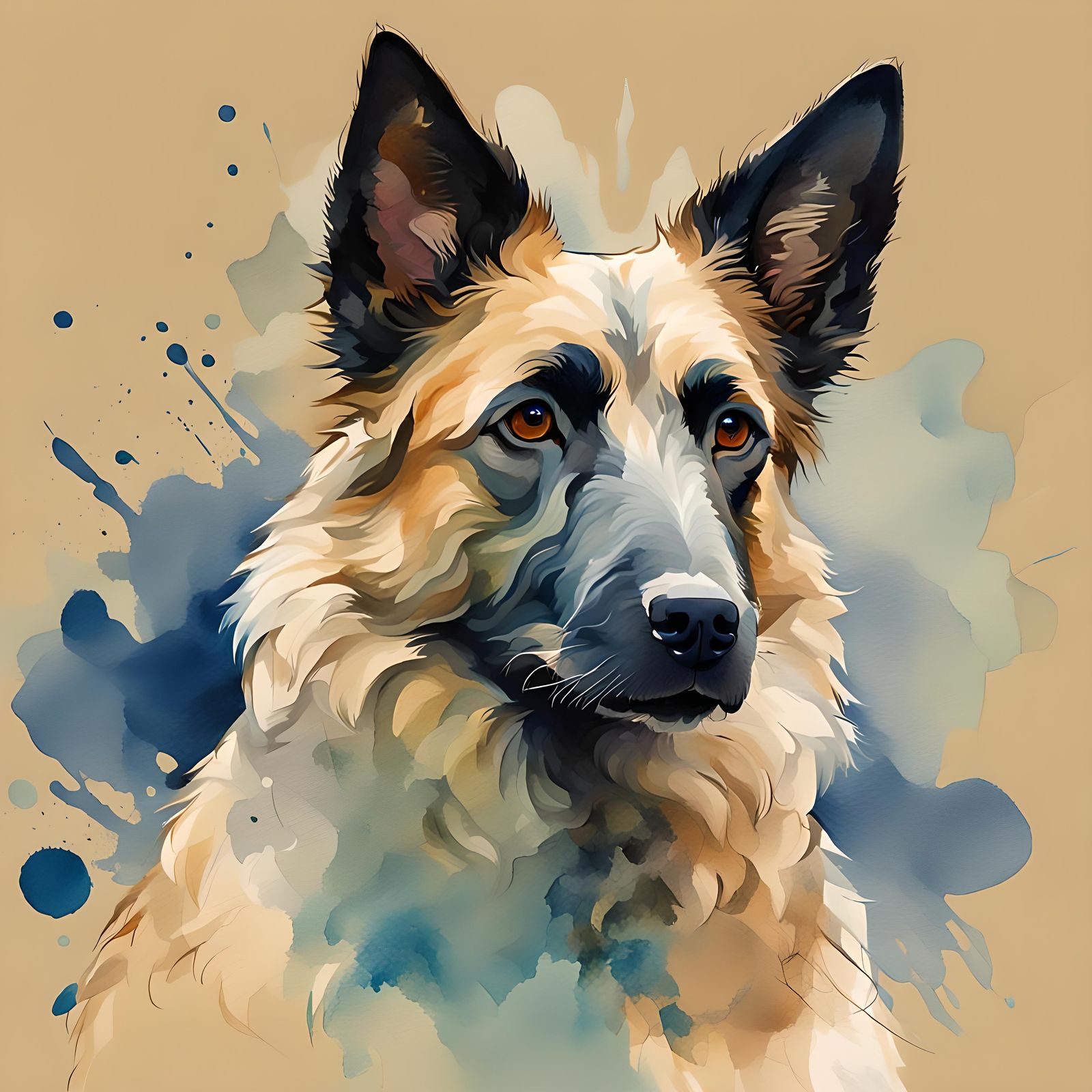 Watercolor Illustration of Belgian Laekenois Dog