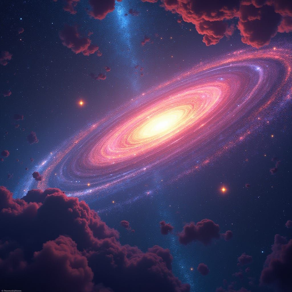 Radiant Stars and Galaxies in Retro-Futuristic Style