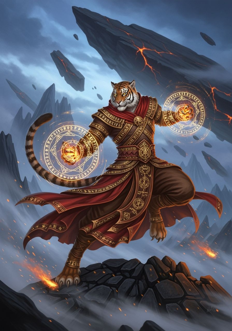 Tigerman Warrior-Sorcerer on Shattered Basalt Summit