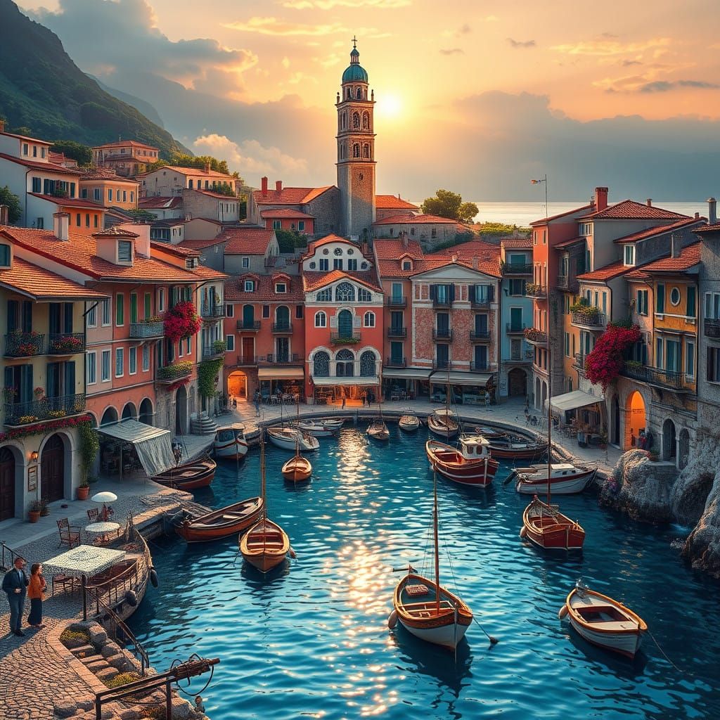 Charming Venetian-Style Coastal Town on a Serene Peninsula