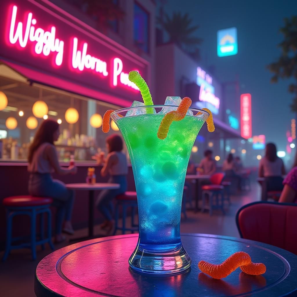 Night Cafe Features Wiggly Worm Punch in Digital Illustratio...