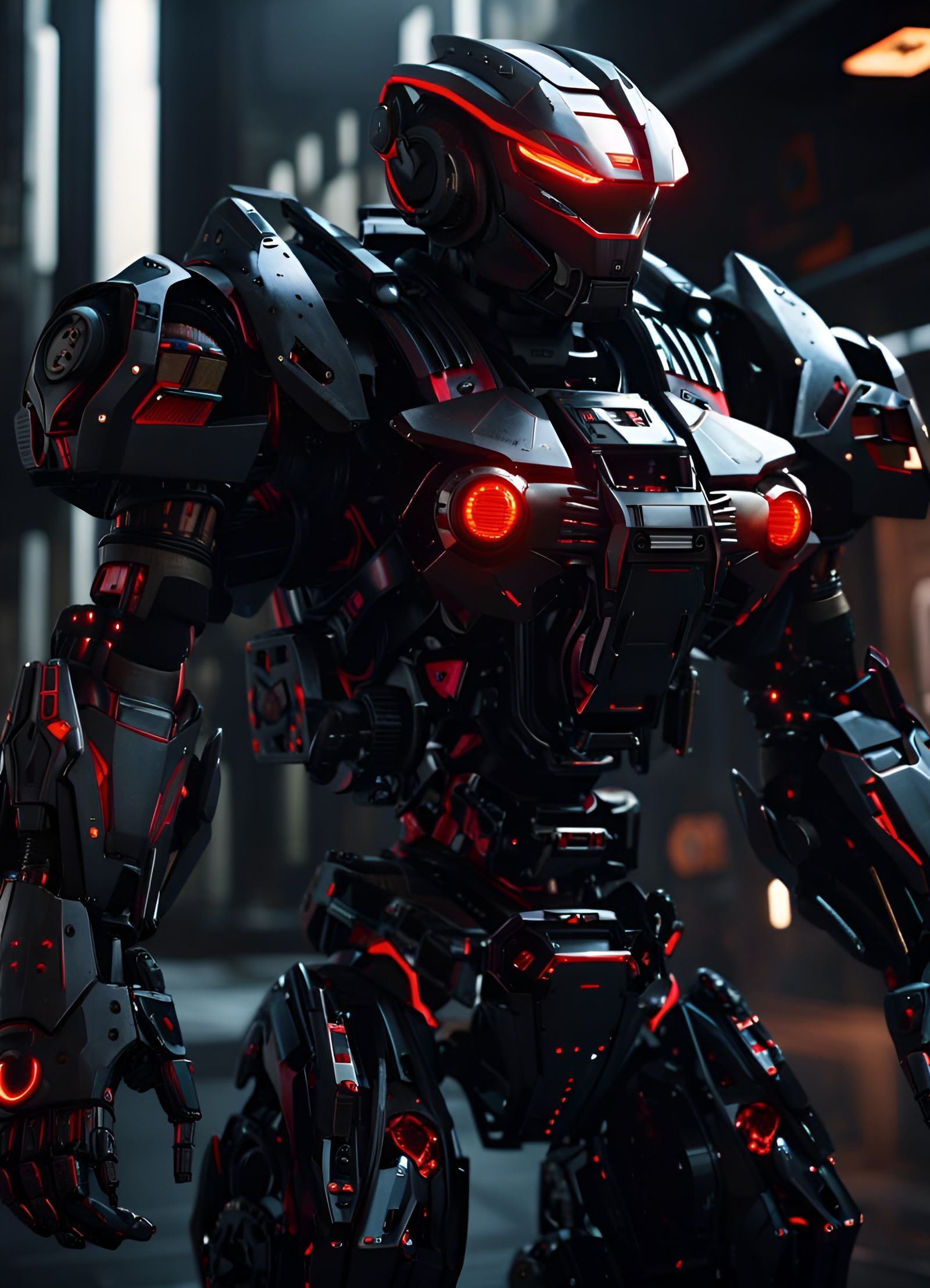 Detailed Black Mecha Robot in Unreal Engine 5