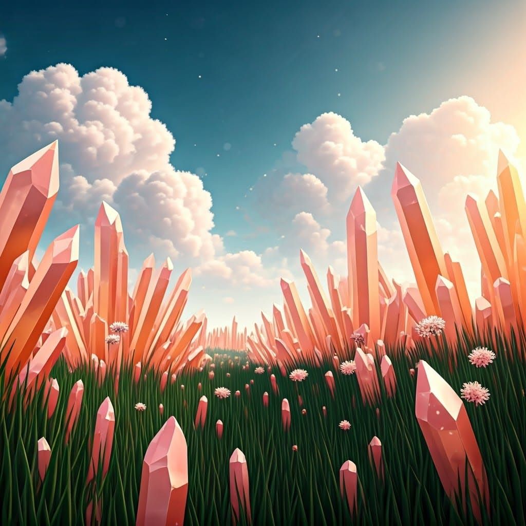 Ethereal Crystal Valley Landscape in Impressionistic Style