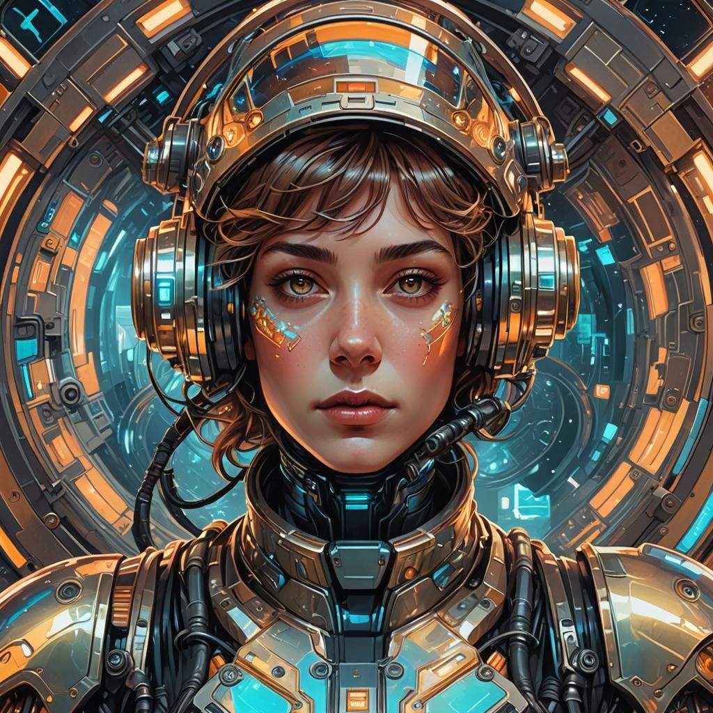 Sci-Fi Toll Worker in Exosuit: Digital Art