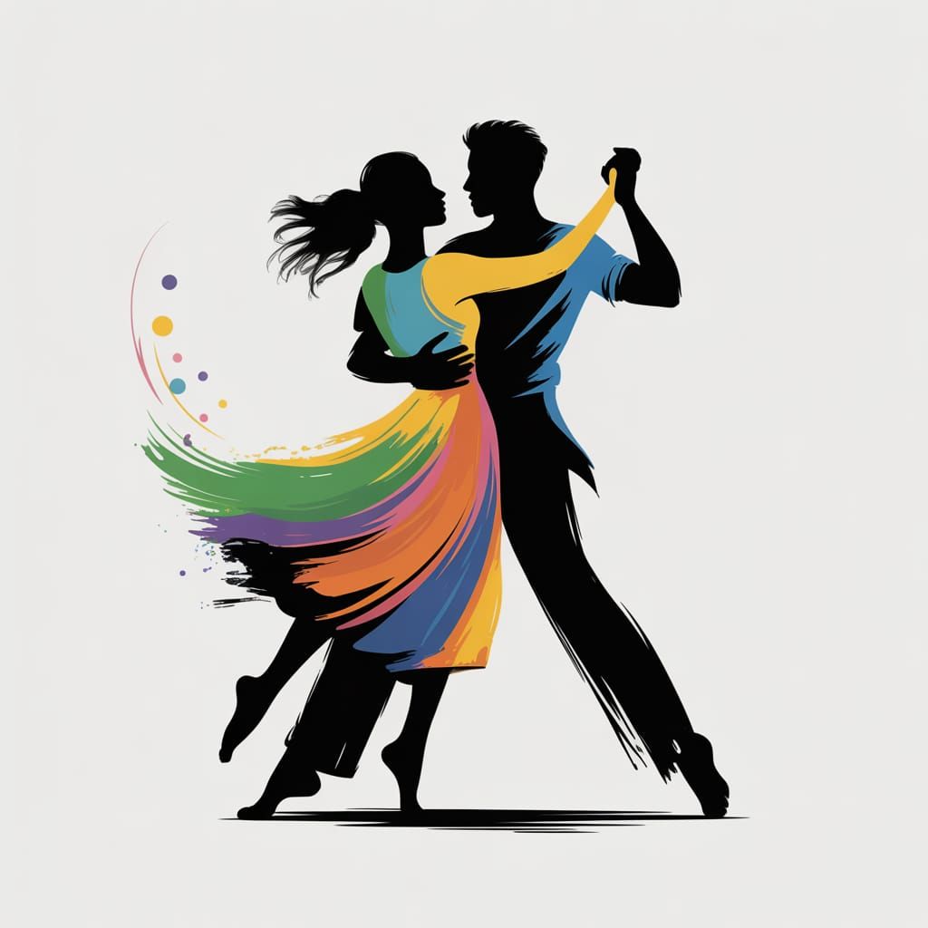 Intimate Dancing Couple Vector Illustration