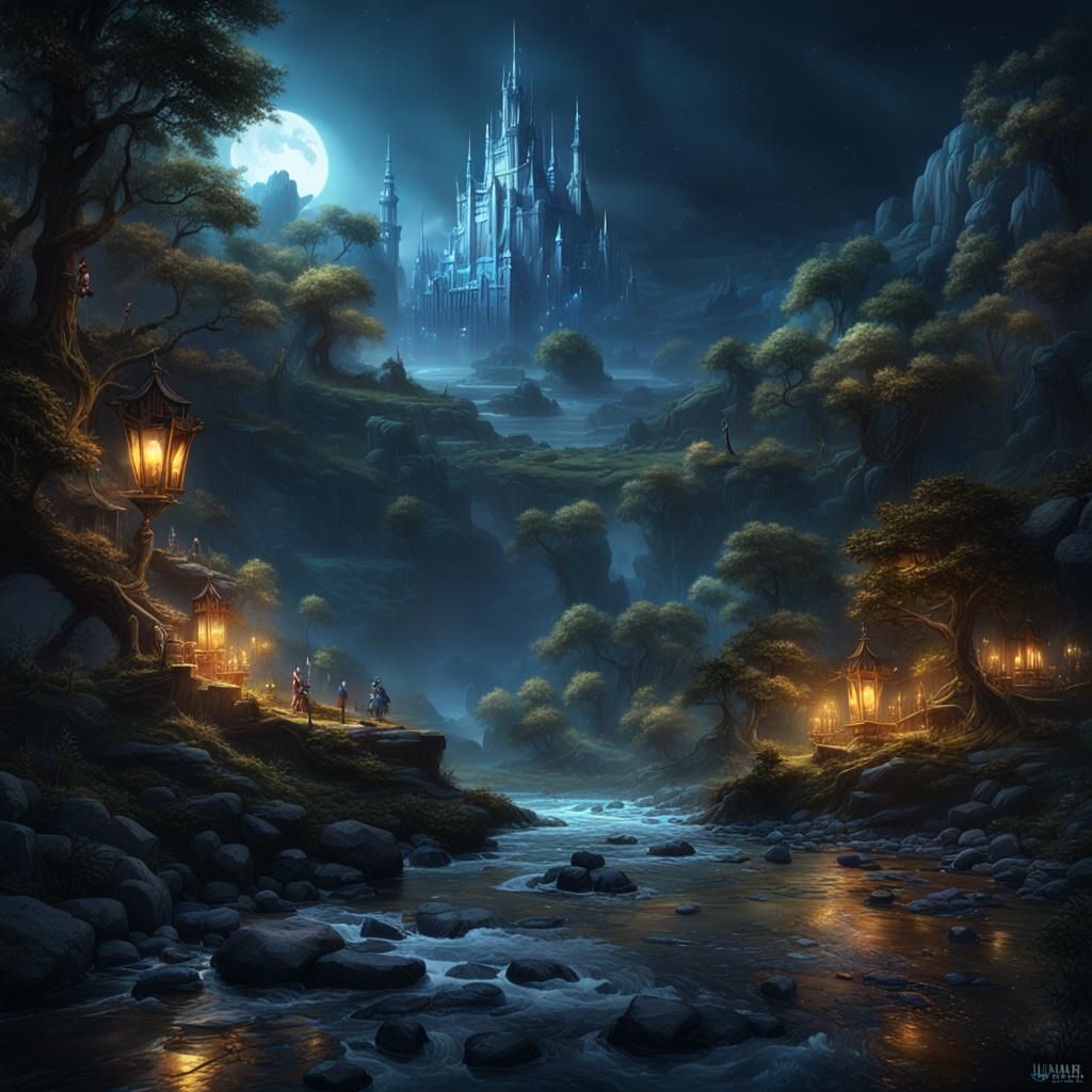 Silver Cloak Stream: A Fantastical Matte Painting