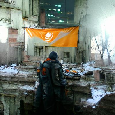 Ruins of a City with Division Flag