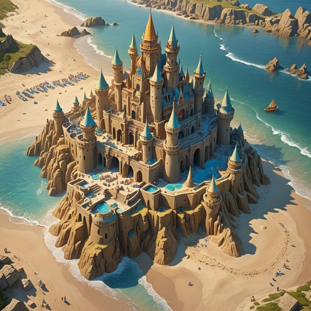 Majestic Sandcastle Fantasy Art in Unreal Engine 5
