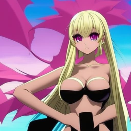 Anime Girl with Blonde Pigtails and Large Features