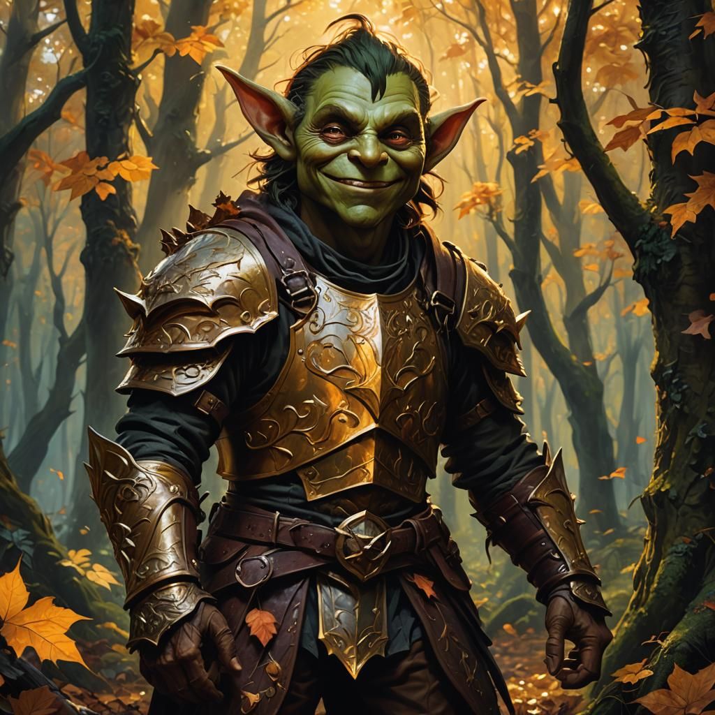 Handsome Goblin in Mystical Forest, Oil Painting