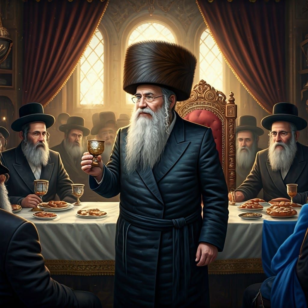 Jewish Man with Sabbath Cup in Ornate Attire