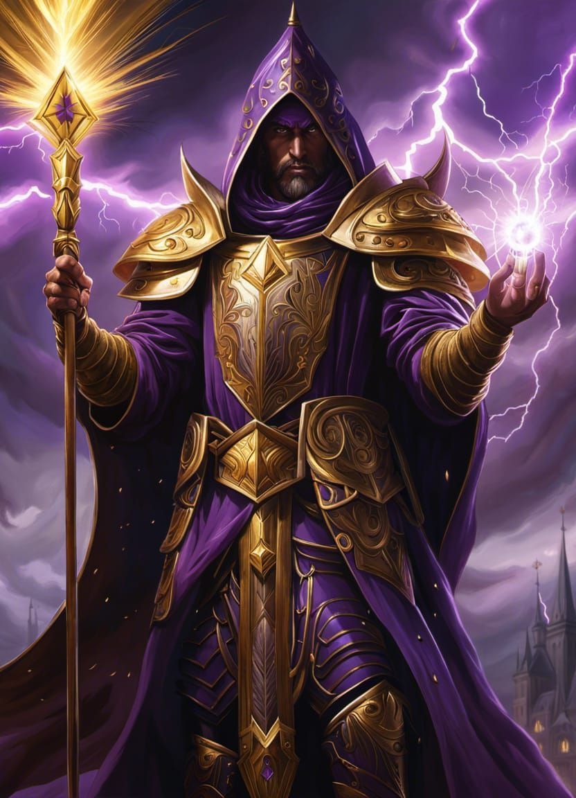 Wizard in Lightning Armor: Tarot Card Art