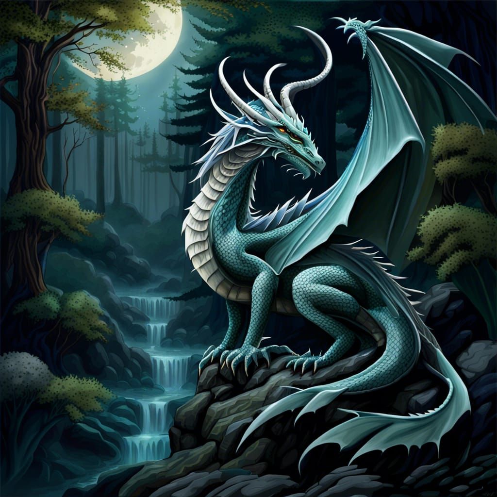 Dragon of the Moonlit Forest: Epic Beauty
