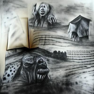 Eerie Landscape in Charcoal Drawing Style