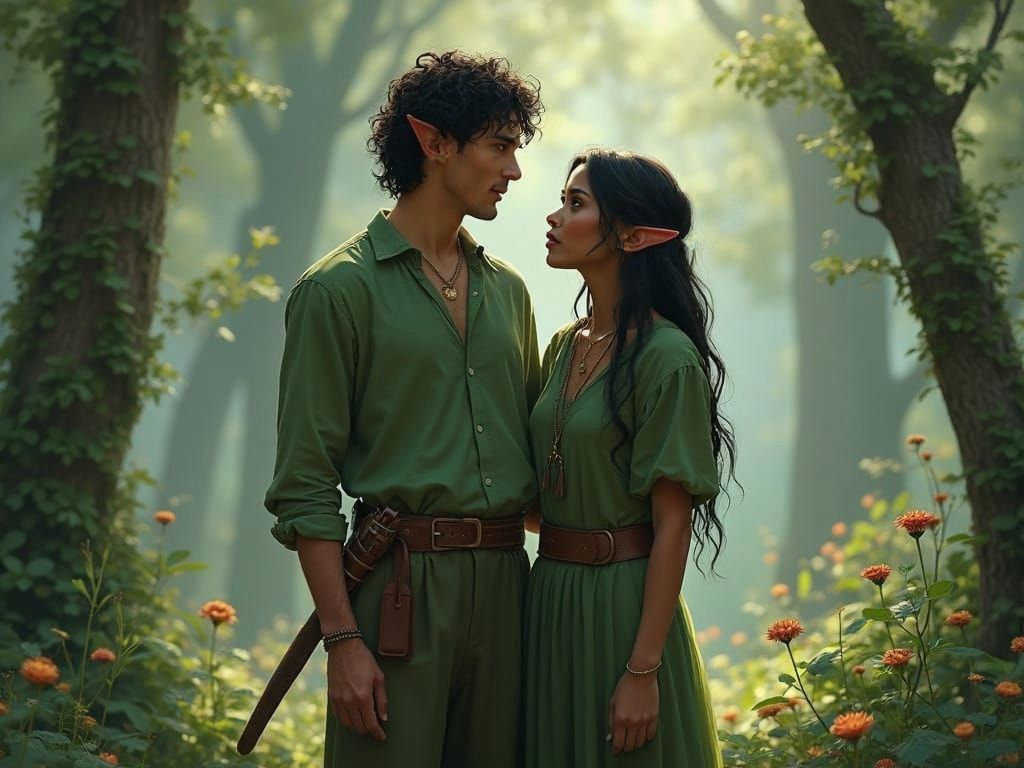 Fantastical Elves in Whimsical Green Attire