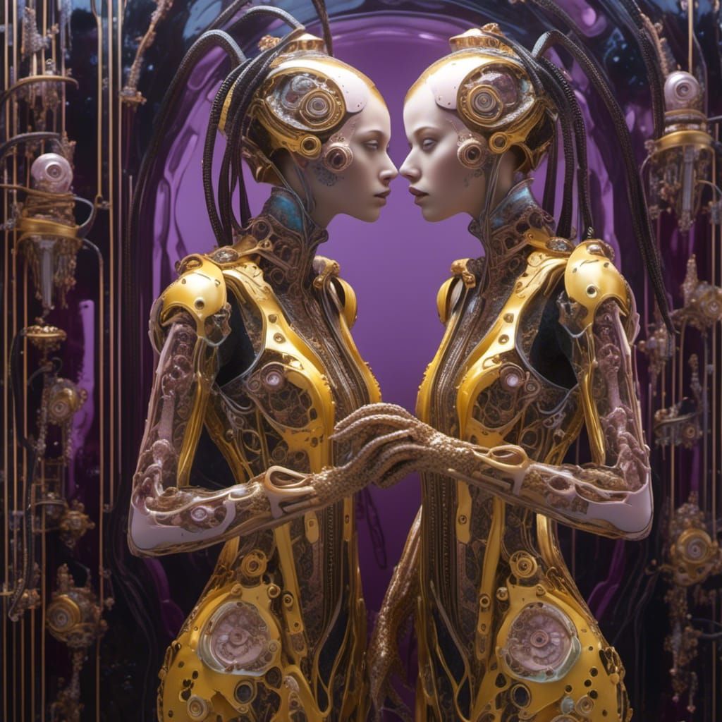 Cyborg Mermaid Underwater in Futuristic Art