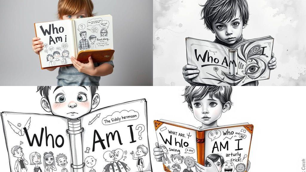 Child Contemplates Identity Through Symbolic Book