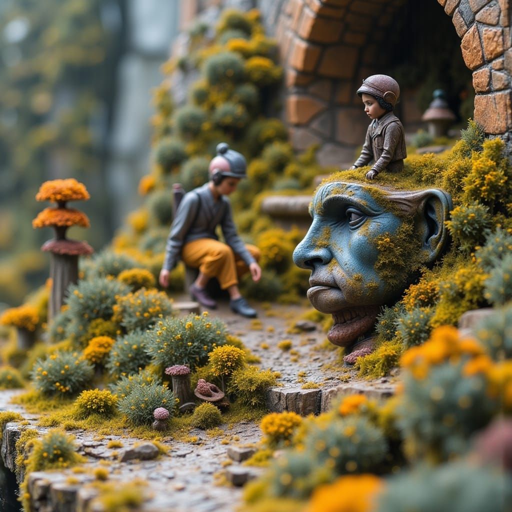 Intricate Miniature Scene in Tiny Diorama Style