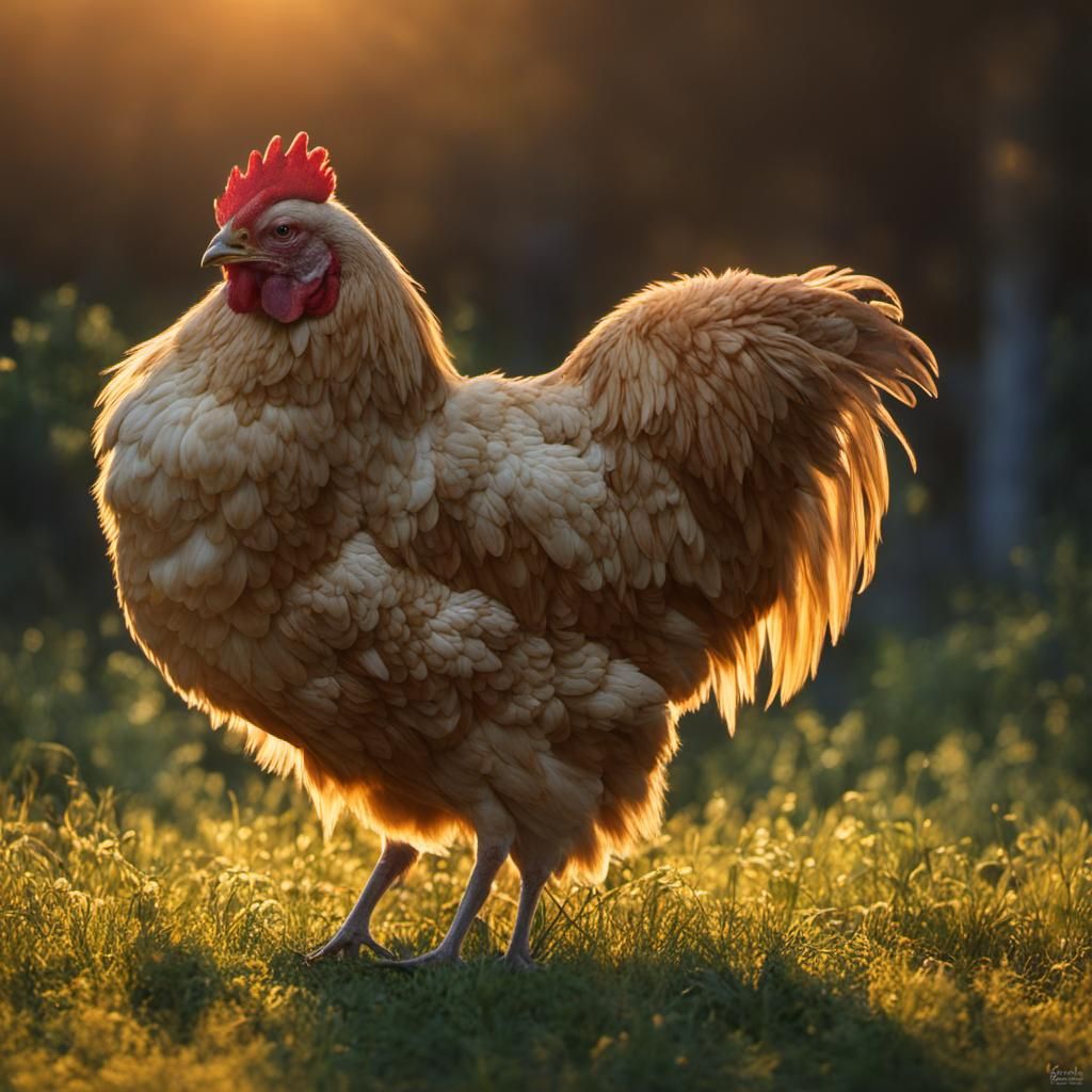 Realistic Chicken in Golden Hour Lighting