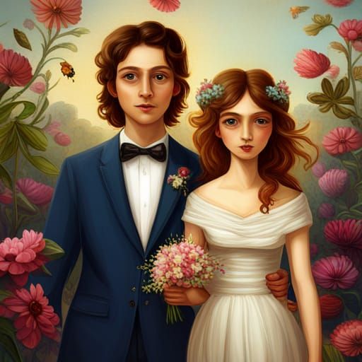 Bees as Bride and Groom in Digital Art