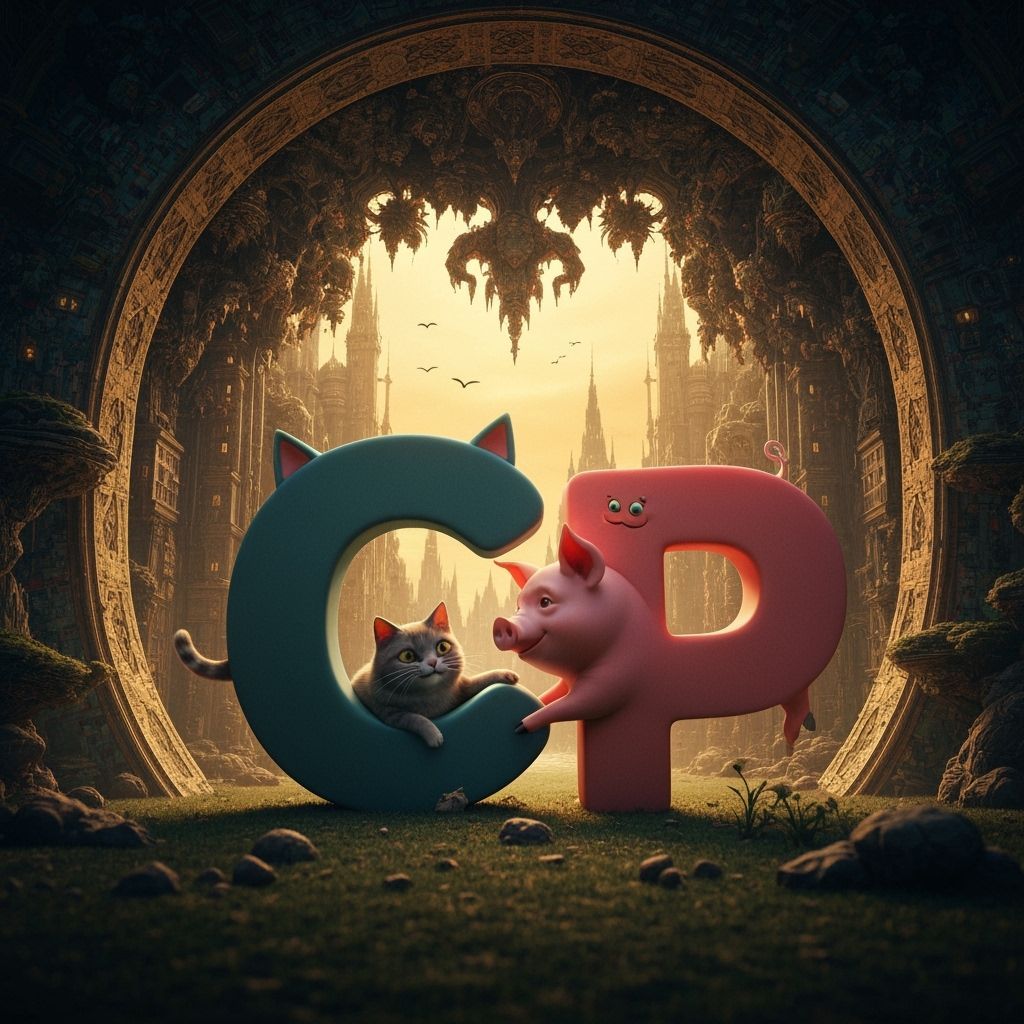 Cat and Pig Letters Play in Crazy Cinematic Scene