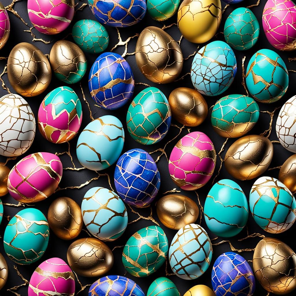 Kintsugi: Colorful Easter Eggs Healed with Gold