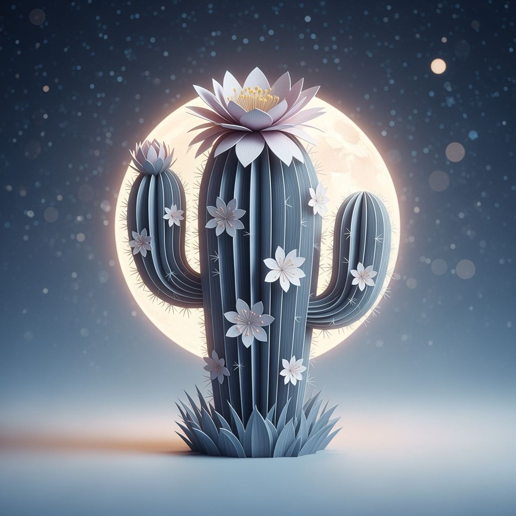 Flowering Paper Cactus with Starry Sky
