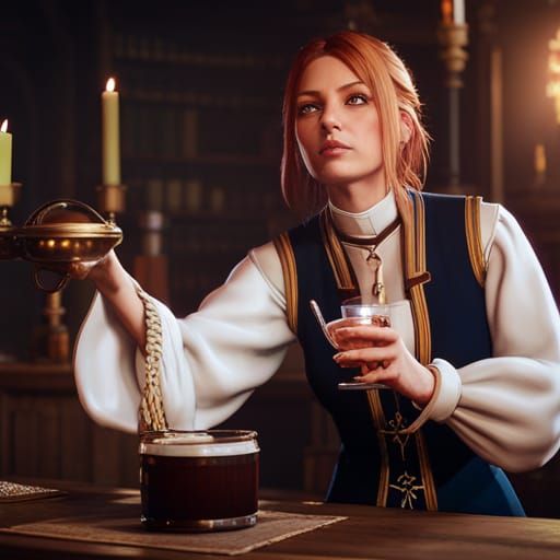 Medieval Tavern Scene in 3D Cinematic Style