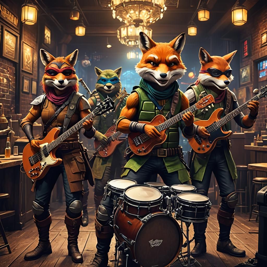 Fox Musicians Perform on Stage: Fantasy Concept Art