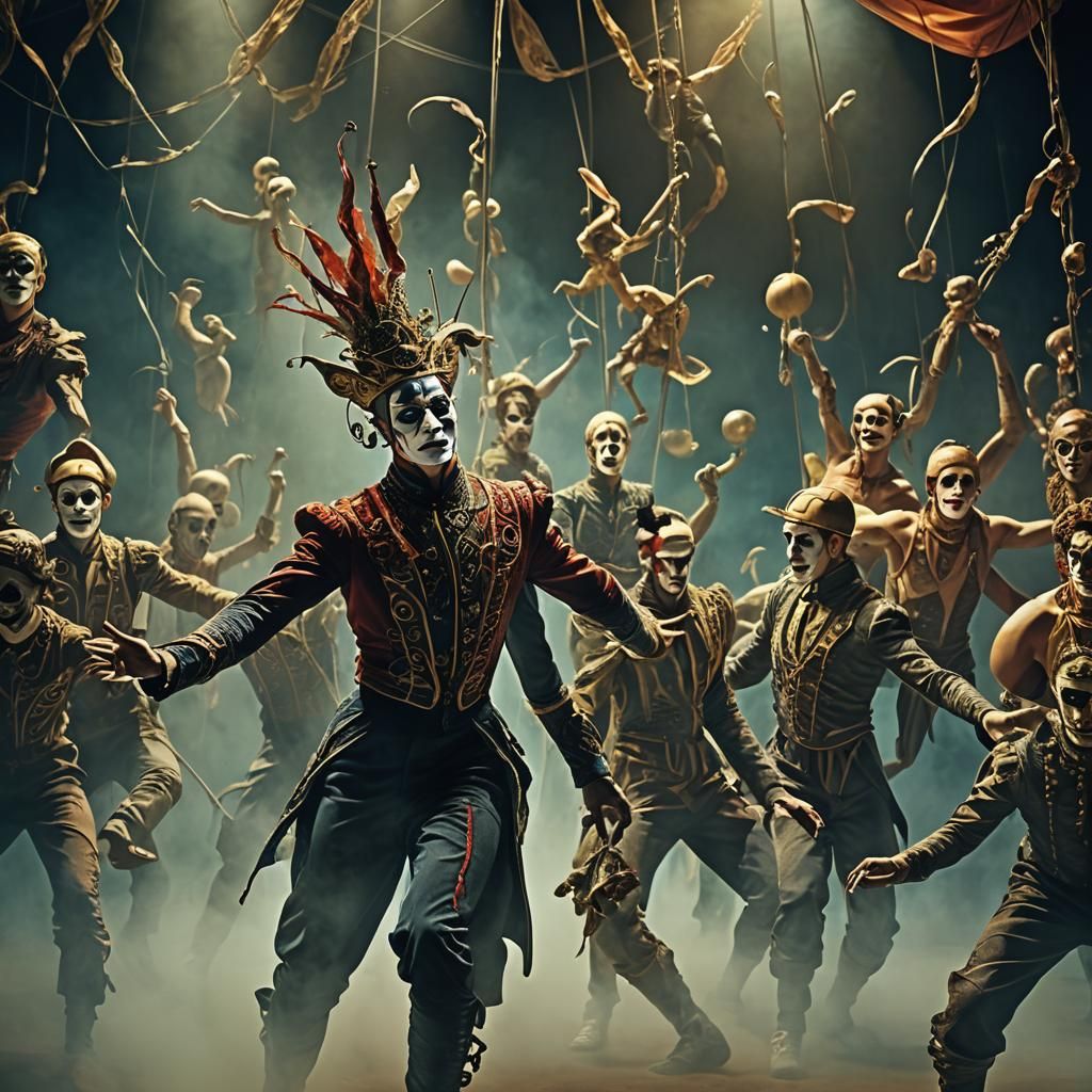 Surreal Cirque du Soleil Performer in Dreamlike Setting