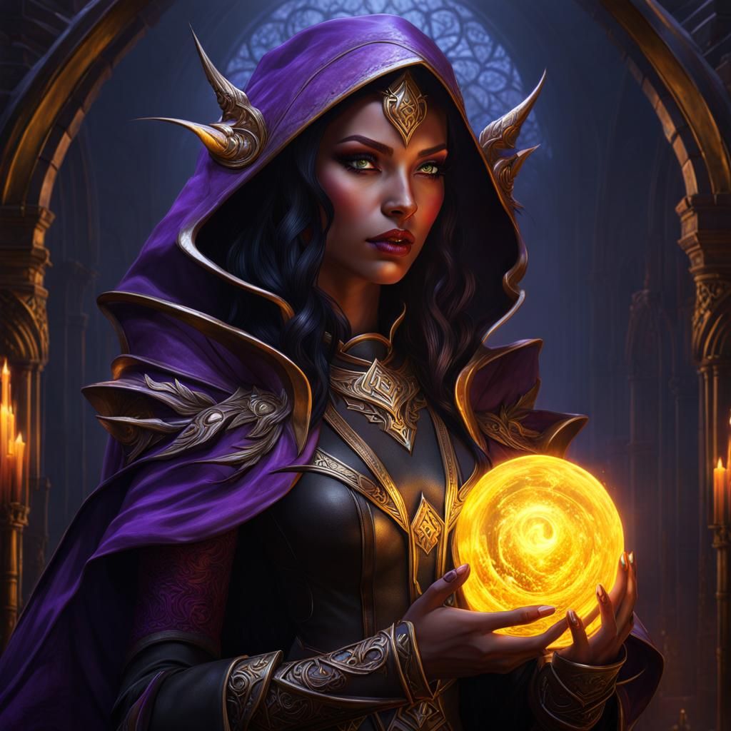 Gothic Elf Mage with Black Blood Magic