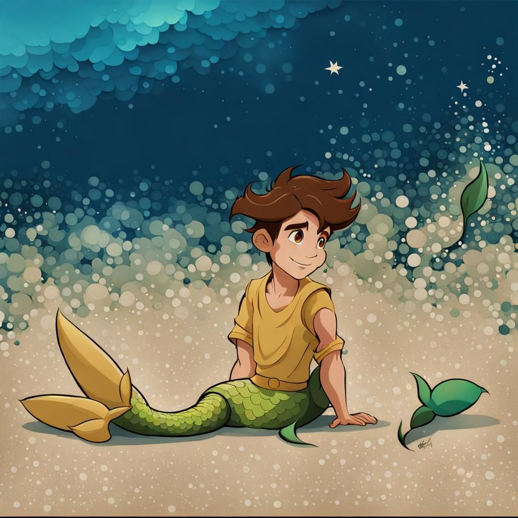 Disney-Style Merman with Original Colors