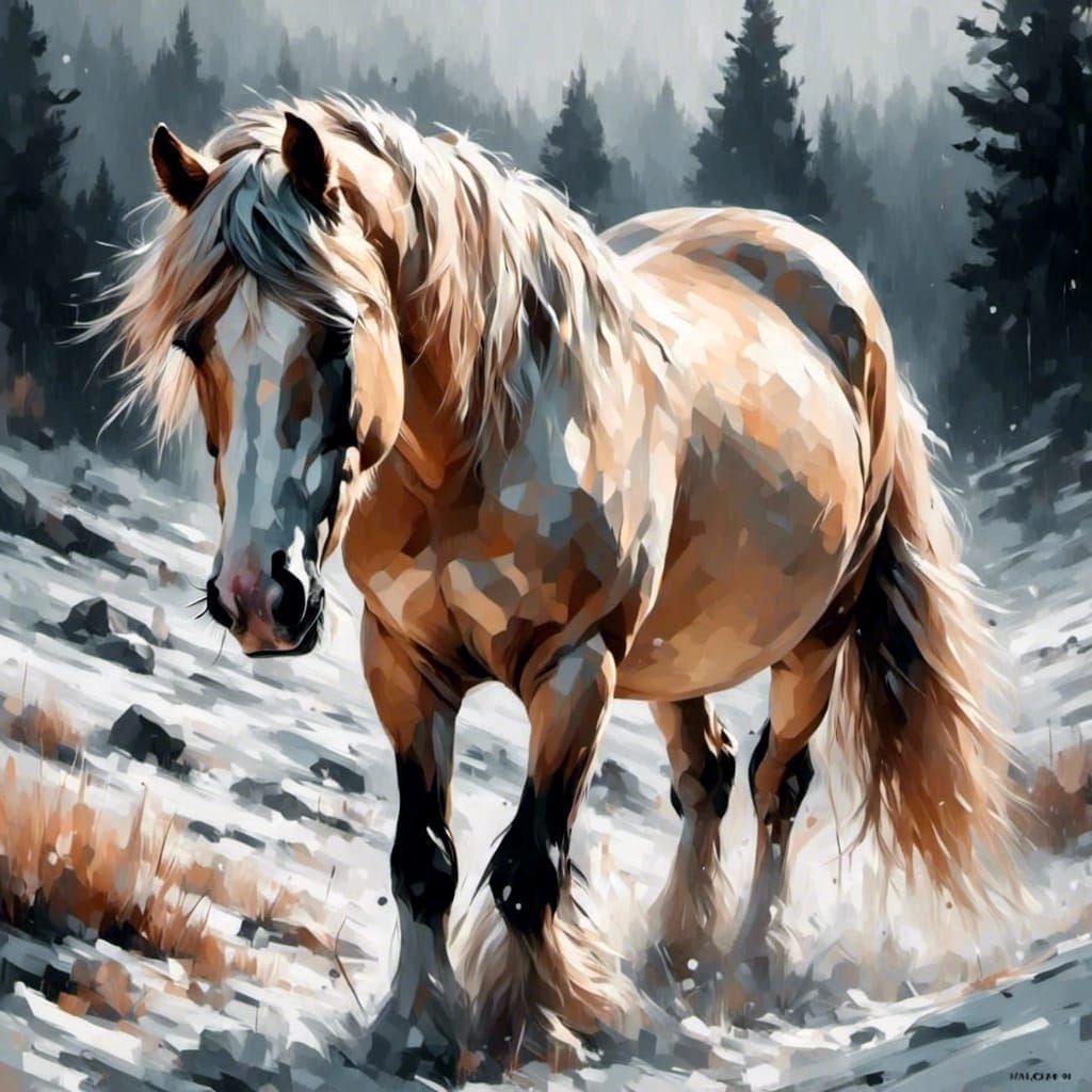 Realistic Digital Art of Snow with Soft Brushstrokes