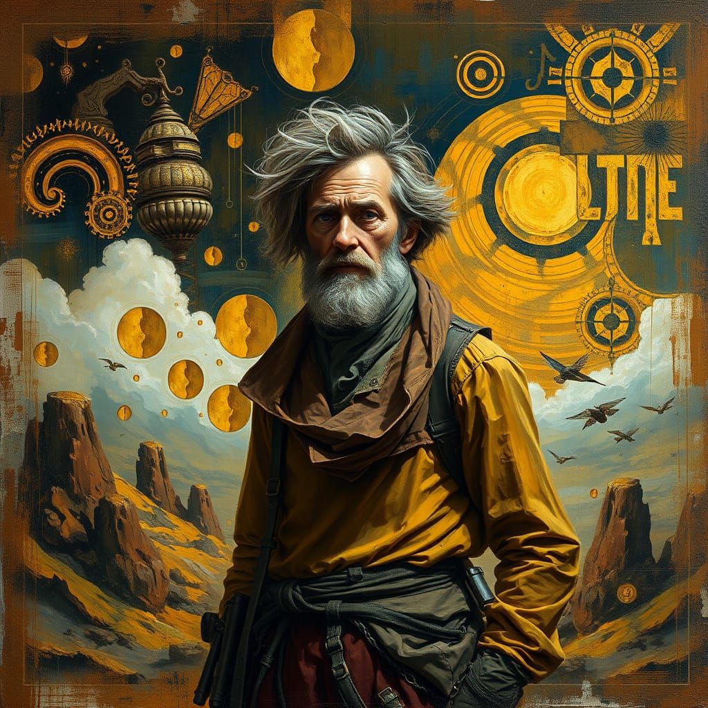 Brilliant Scientist in Surreal Landscape