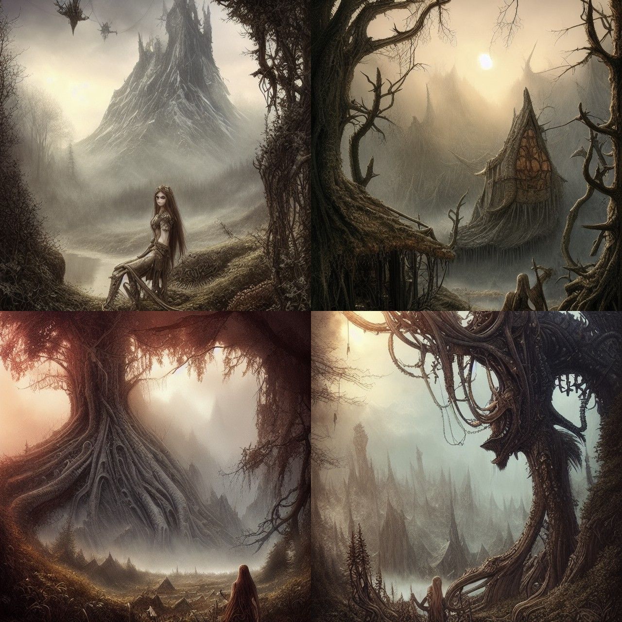 Viking Town in Alien Forest: Hyper-Detailed Photograph