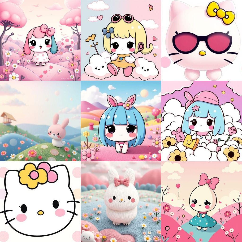 Colorful Sanrio Character Illustrations