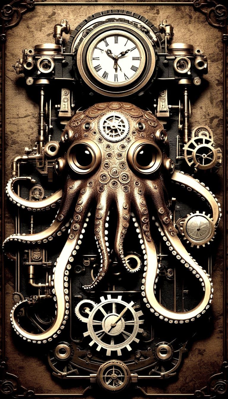 Octopus Amidst Gears and Brass