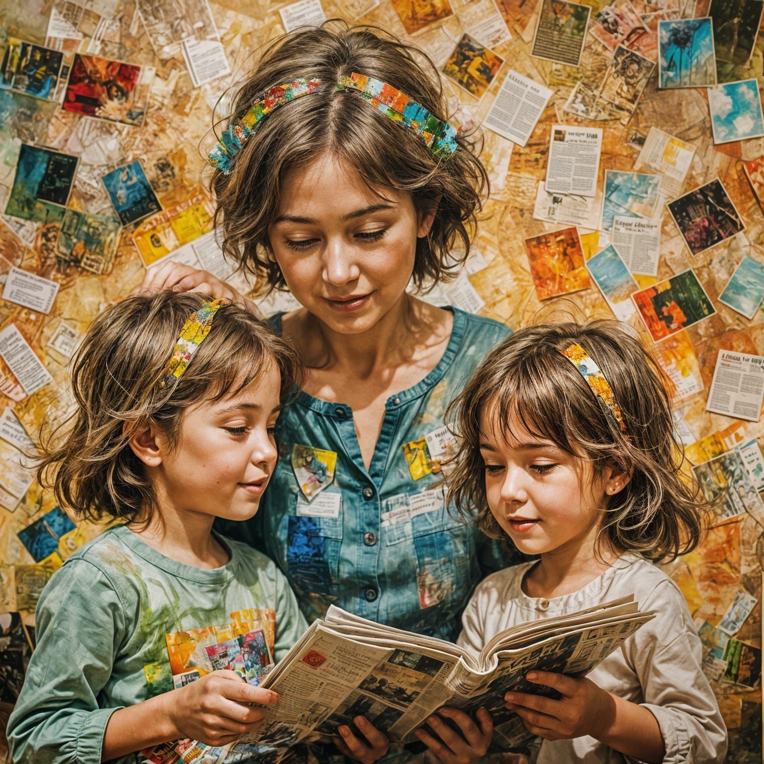 Children Playing: A Mixed Media Impression