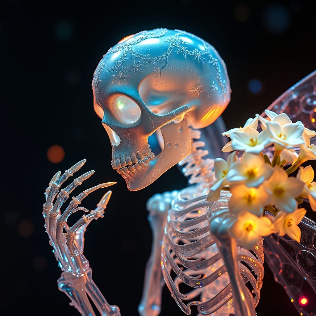 Ethereal Fairy Skeleton in Luminous Wonderland