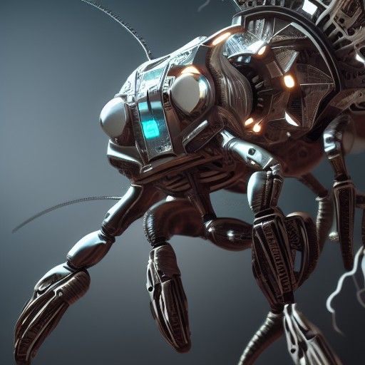 Futuristic Mechanical Spider with Intricate Web Design