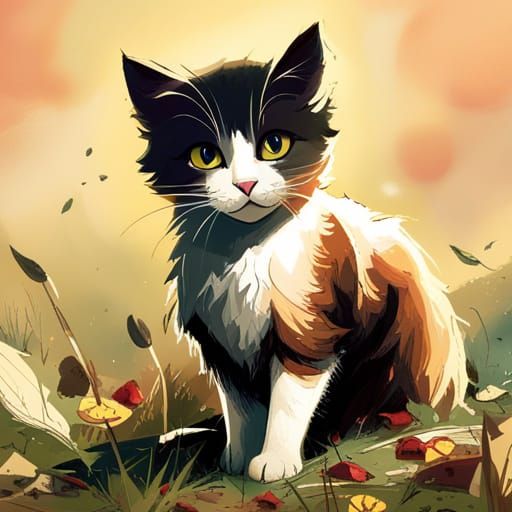Cute Cat on the Farm: Hyperdetailed Digital Art