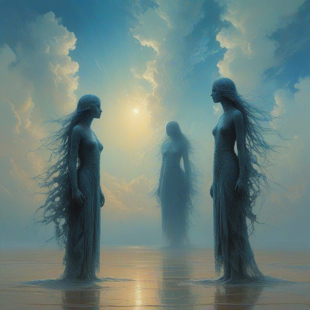 Celestial Spirits Ascend in Dreamy, Surreal Style